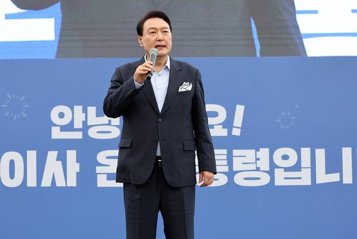 Tổng thống Hàn Quốc phát biểu tại sự kiện hôm 19/6. Ảnh: Yonhap.