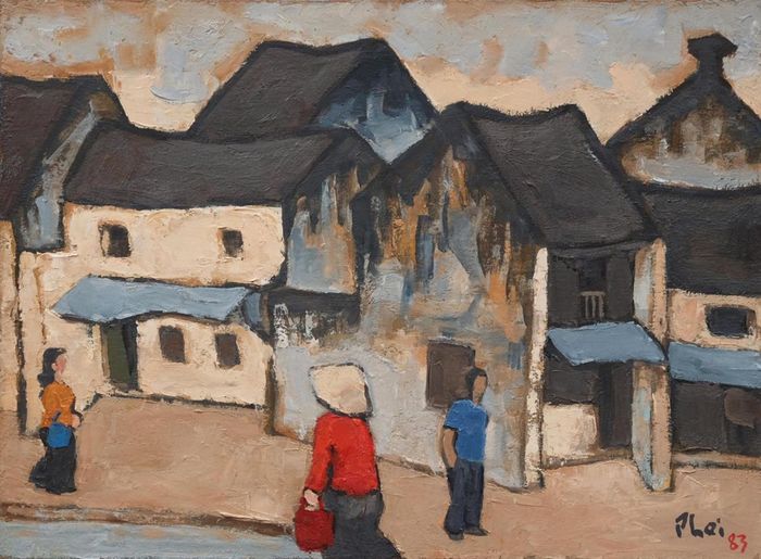 Tác phẩm “Phố Hàng Muối” (sơn dầu trên vải, 1983) của Bùi Xuân Phái