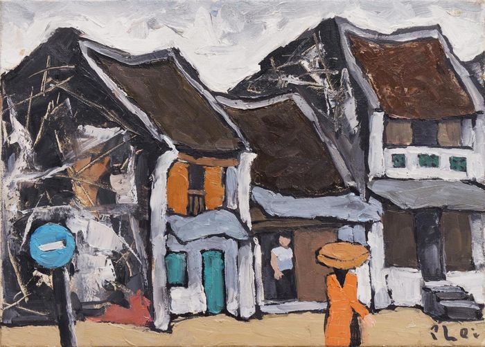 Tác phẩm “Phố Hàng Tre” (sơn dầu trên vải, 1983) của Bùi Xuân Phái
