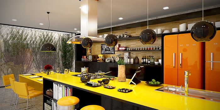 Những bóng đèn treo cũng được sử dụng tông màu trầm và bên trong là tông màu vàng chủ đạo