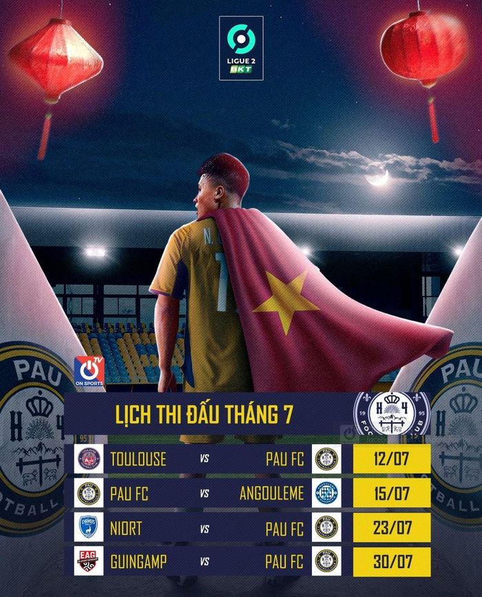 Lịch thi đấu tháng 7 của Pau FC
