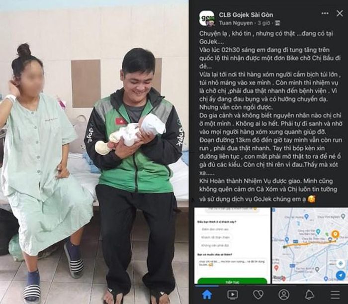 Câu chuyện xúc động của tài xế Gojek được chia sẻ rộng rãi. (Ảnh: PV/Vietnam+)