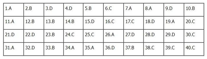 Đáp án Lịch sử mã đề 317