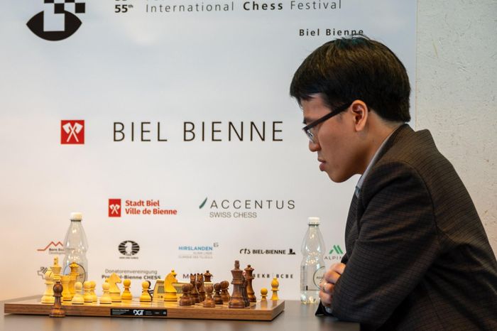 Quang Liêm được cầm quân trắng 4 ván nhờ thành tích top 4 chess960. Ảnh: Biel.
