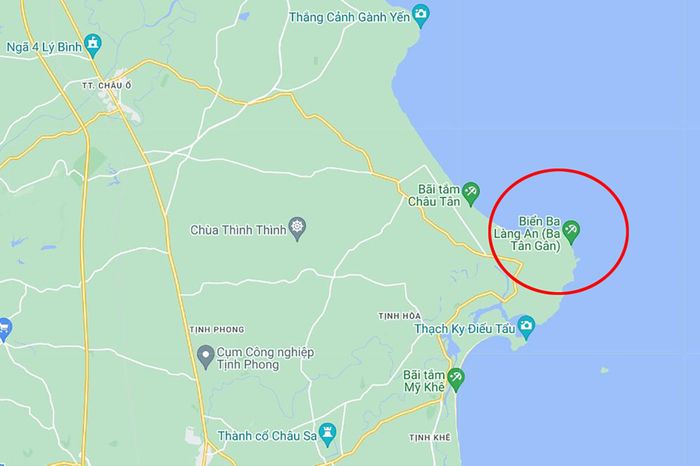  Vị trí miệng núi lửa cổ ở thắng cảnh Ba Làng An. Ảnh: Google Maps. 