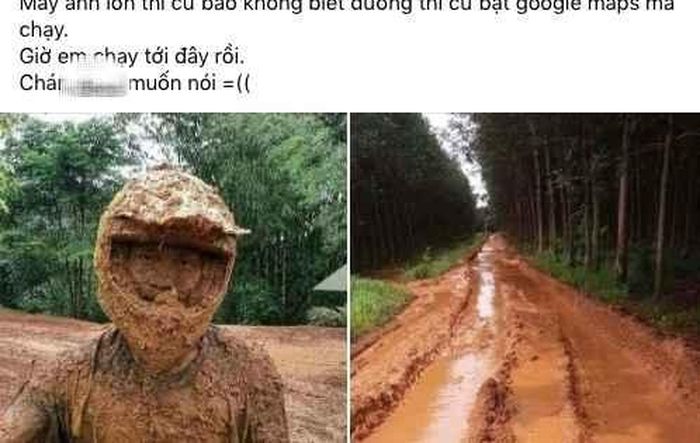 Đôi bạn sau đó tiếp tục phải vượt qua con dốc khá cao, gồ ghề, bám đầy rêu xanh. Không còn sự lựa chọn nào ngoài việc tiếp tục đi theo chỉ dẫn nhưng tâm trạng ai cũng rất bất an.