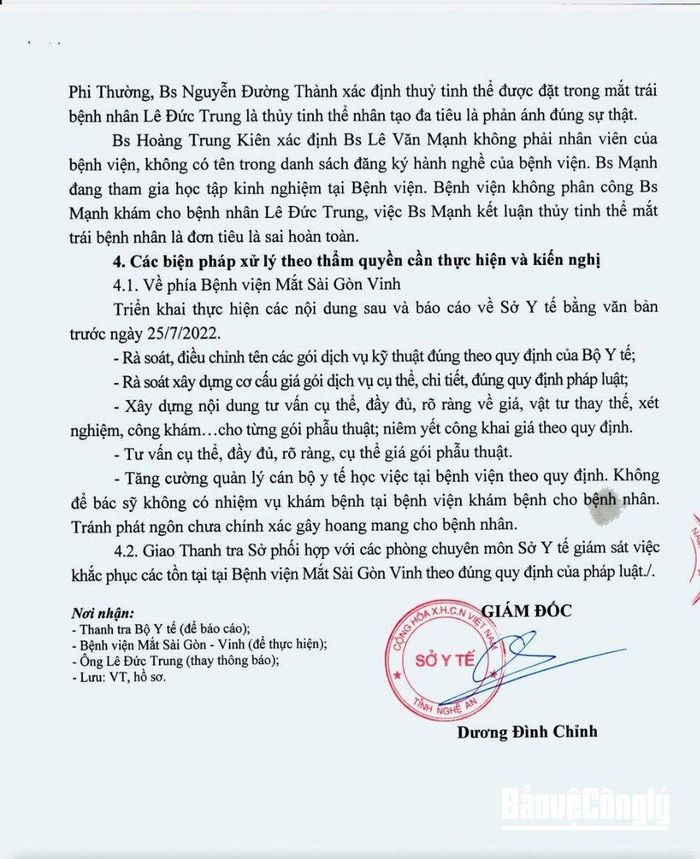 Kết luận của Sở Y tế Nghệ An