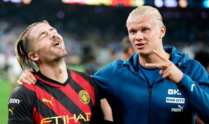 Haaland cho thấy sự hòa nhập nhanh với các đồng đội mới ở Man City. Ảnh: Man City. 