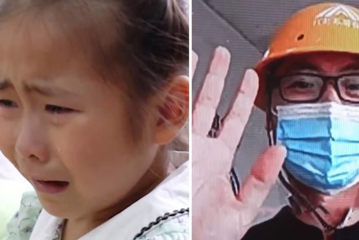 Em khóc vì thương bố làm việc vất vả. 
