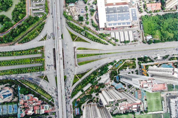 Nút giao với cây xanh mát
