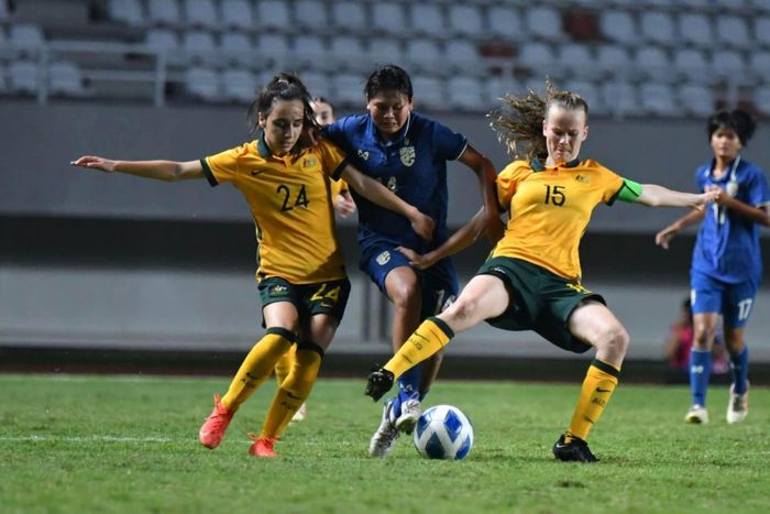 U18 Australia vất vả vượt qua Thái Lan trong hiệp phụ để chạm trán U18 Việt Nam ở trận chung kết U18 nữ Đông Nam Á 2022.Ảnh: FAT