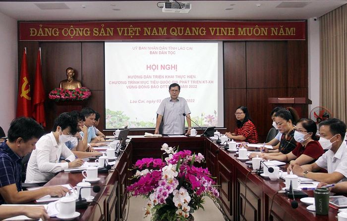 Quang cảnh hội nghị tại điểm cầu Ban Dân tộc tỉnh.