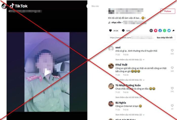 Clip T. đăng trên Tiktok thu hút nhiều lượt xem và bình luận tiêu cực ảnh hưởng đến lực lượng công an.