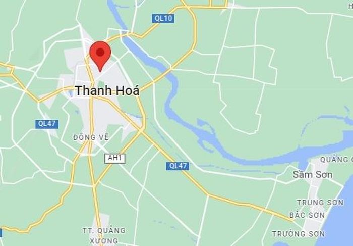  Sự việc xảy ra tại phường Trường Thi, TP Thanh Hóa, tỉnh Thanh Hóa (chấm đỏ). Ảnh: Google Maps. 