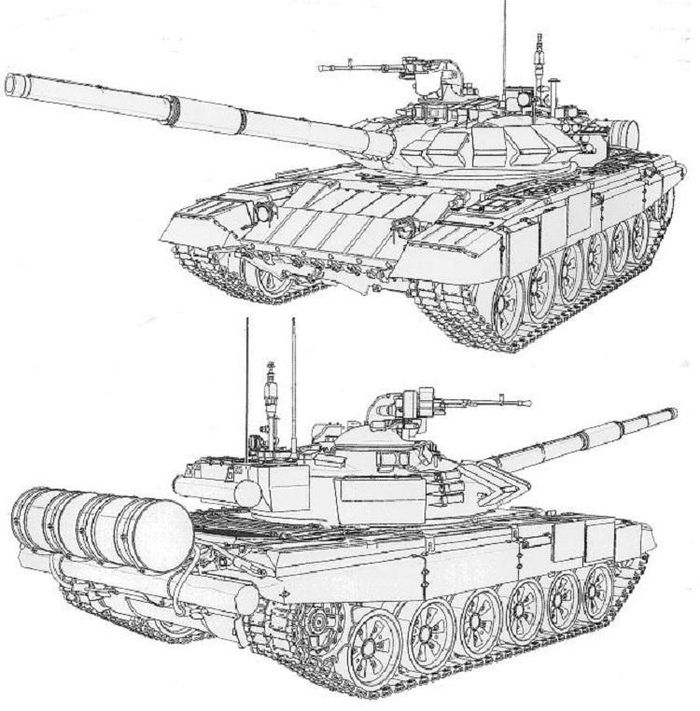 Bản vẽ bên ngoài xe tăng T-72B3. Ảnh: Army Recognition