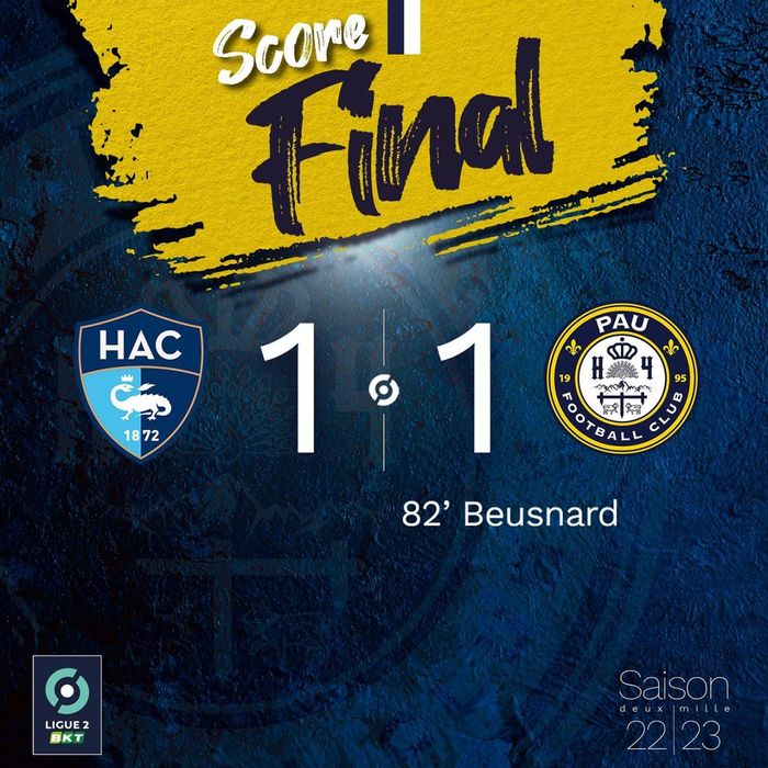 Pau FC đã giành 1 điểm trên sân Le Havre