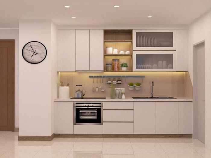 Nếu căn hộ của bạn cũng gặp phải "vấn nạn" trần bếp thấp thì tủ bếp sát trần là lựa chọn tối ưu.