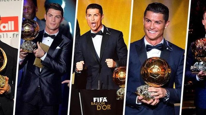 Ronaldo xếp thứ nhì với năm QBV (2008, 2013, 2014, 2016 và 2017)