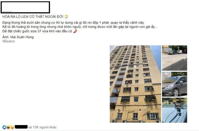 Bài đăng về “vật thể bay” khiến ô tô vỡ kính thu hút sự chú ý (Ảnh: Beatvn)