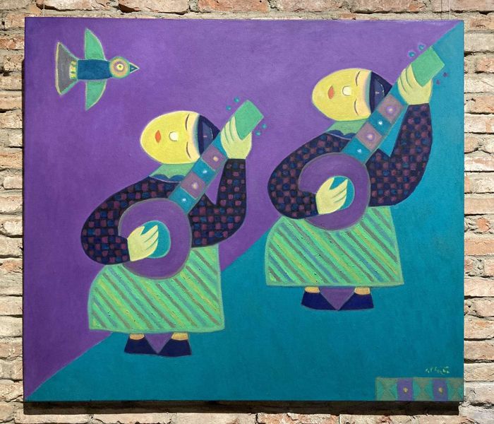 Tác phẩm “Đi hội” (sơn dầu, 100cm x 120cm, 2021)