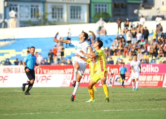 SLNA đang chờ tân binh người Tây Ban Nha Mario tỏa sáng. Ảnh VPF
