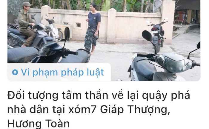 Nhiều phản ánh về người tâm thần gây rối trật tự xã hội được người dân gửi đến cơ quan chức năng thông qua Hue-S