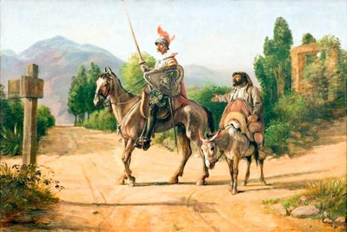 Tranh minh họa hai "thầy trò" Đôngkisốt.