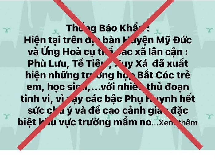 Thông tin đang lan truyền trên các trang mạng xã hội. (Ảnh: Công an Hà Nội)