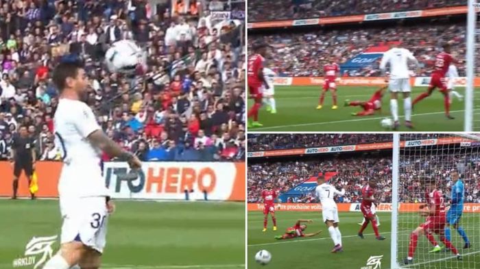 Tình huống chặn đứng cú sút ăn bàn của Messi đến từ Mbappe