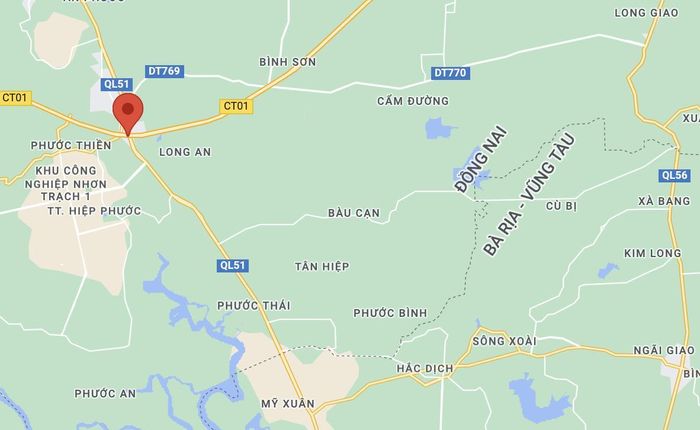  Vụ tai nạn xảy ra tại nút giao giữa quốc lộ 51 và cao tốc TP.HCM - Long Thành - Dầu Giây, huyện Long Thành. Ảnh: Google Maps. 