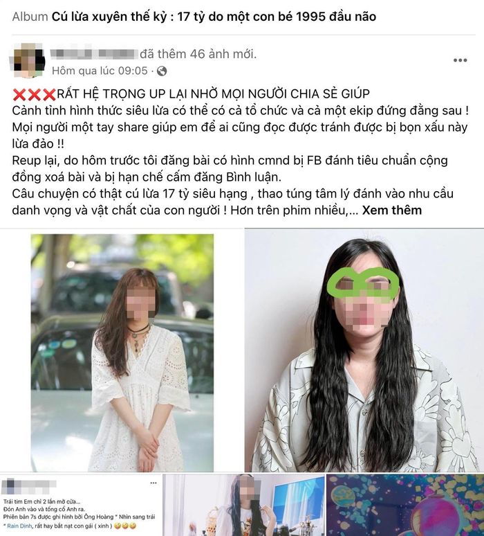 Hình ảnh tố cáo cô gái V.A với "cú lừa thế kỷ" (Ảnh chụp màn hình).