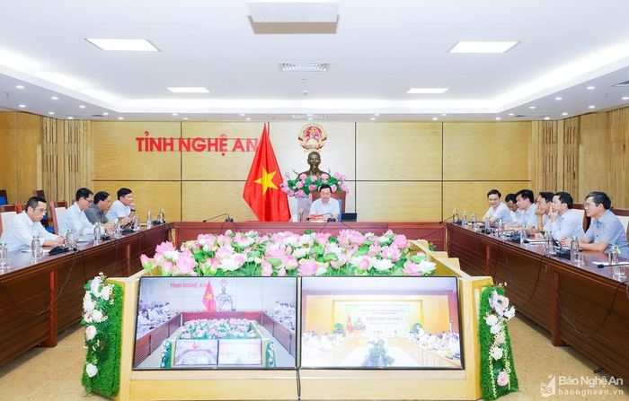Toàn cảnh điểm cầu tỉnh Nghệ An. Ảnh: Phạm Bằng