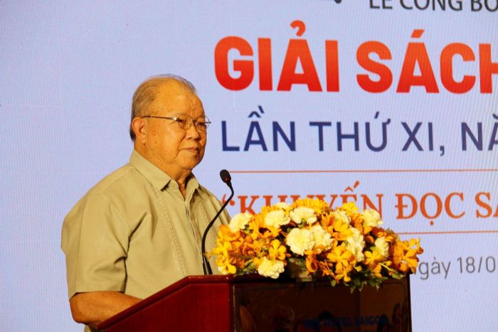 Nhà giáo nhân dân, Giáo sư Võ Tòng Xuân phát biểu tại lễ công bố. Ảnh: Thanh Vũ - TTXVN