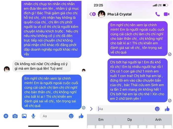  Thu Thảo không muốn bị Pha Lê lôi vào ồn ào. Ảnh: FBNV