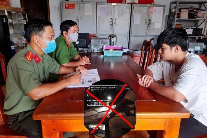 Cơ quan công an làm việc đối với đối tượng Đoàn Vĩnh Thành.