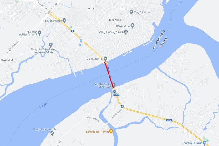  Vị trí phà Cát Lái nối TP.HCM và Đồng Nai. Ảnh: Google Maps.