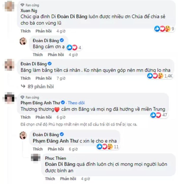 Ở phần bình luận mỗi bài đăng, rất mạng đều gửi lời chúc thượng lộ bình an đến gia đình Di Băng và những người bạn.