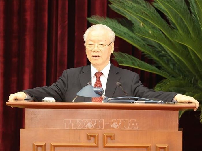 Tổng Bí thư Nguyễn Phú Trọng phát biểu bế mạc Hội nghị. Ảnh: Trí Dũng/TTXVN.