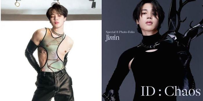 Ảnh do người hâm mộ tự chế (trái) và ảnh bìa thực tế của Jimin