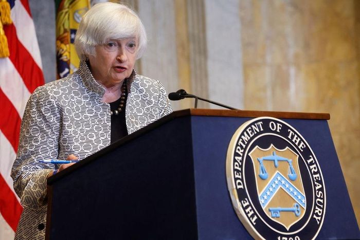  Bộ trưởng Tài chính Mỹ Janet Yellen hôm 12/10 cho biết Mỹ đang đề phòng "sức ép địa chính trị" của Nga, Trung Quốc và các nước khác. Ảnh: Reuters. 