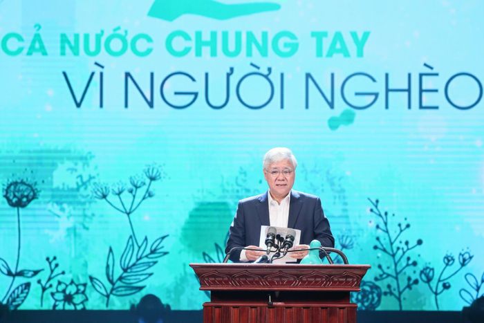 Chủ tịch UBTƯ MTTQ Việt Nam Đỗ Văn Chiến phát biểu tại chương trình. Ảnh: Quang Vinh.