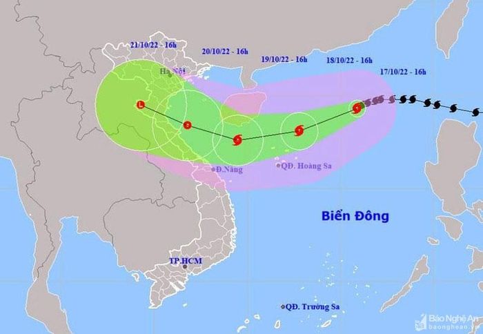  Vị trí và hướng di chuyển của bão số 6. Ảnh nguồn: nchmf.gov.vn 