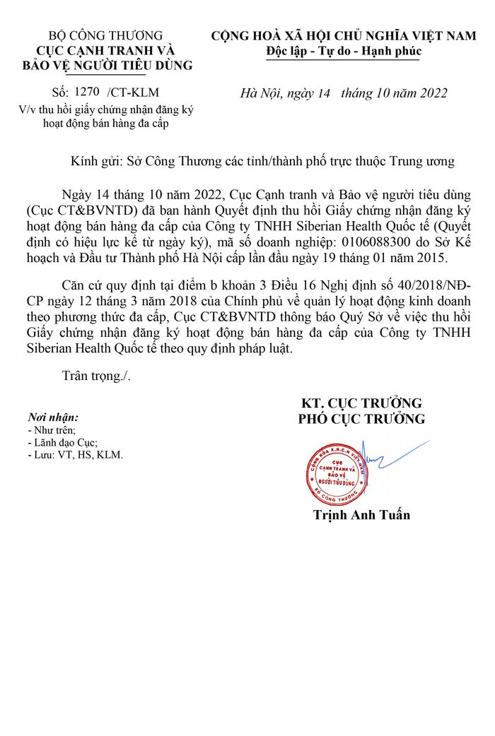 Quyết định số 226/QĐ-CT ngày 14/10/2022 và công văn số 1270/CT-KLM ngày 14/10/2022