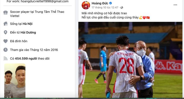 Hoàng Đức để trạng thái "Đã đính hôn" trên trang cá nhân