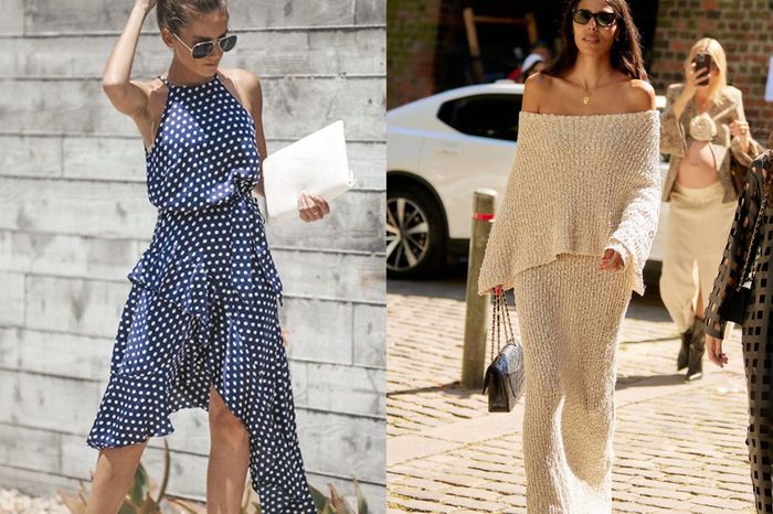  Váy bất đối xứng (bên trái) đã lỗi mốt, nhường chỗ những chiếc đầm Maxi (bên phải) lên ngôi. Ảnh: Milanoo, The Style Stalker. 