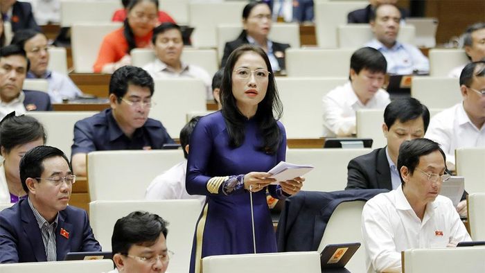 Đại biểu Quốc hội Trần Khánh Thu (Thái Bình) phát biểu. Ảnh: Hồ Long