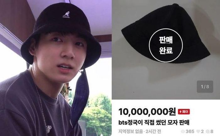 Chiếc mũ do thành viên BTS đội bị "hét" mức giá lên tới 10 triệu won. Ảnh: Korea Herald. 