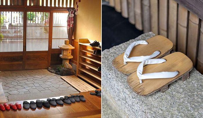 3. Ghé thăm nhà ai đó mà không cởi giày. Khi bạn bước vào một công ty hay một ngôi nhà người Nhật, bạn sẽ thấy một giá để giầy dép ở cửa ra vào. Bạn phải để giày dép của mình ở đó trước khi bước vào nhà.