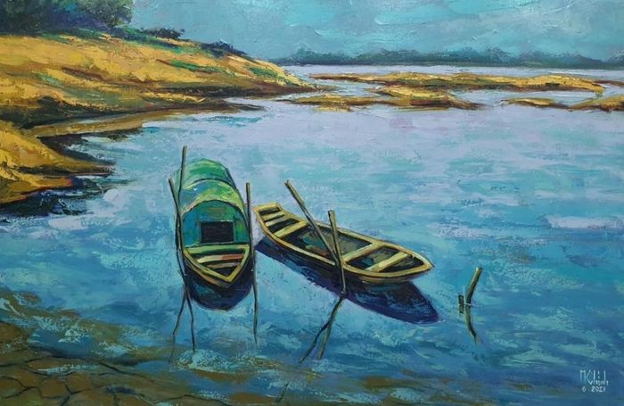 “Bến sông Lô” (sơn dầu, 2021)