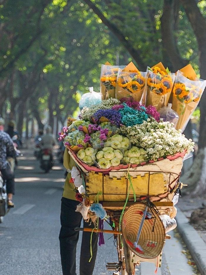  Xe hoa rong góp phần tô điểm cho Thủ đô rực rỡ hơn. (Ảnh: Khánh Hòa/TTXVN) 